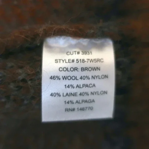 RE/DONE 50s Raglan Crew Sweater Brown Fair Isle Wool-Alpaca Size Medium - Picture 6 of 7